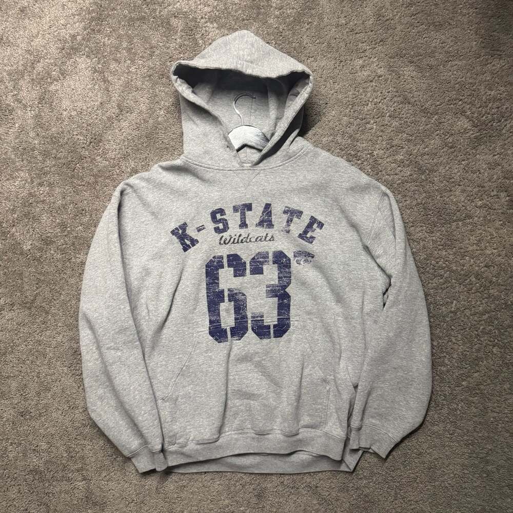 Big Cotton Gear For Sports K-State Wildcats 63 Hoodie Gray Size Large